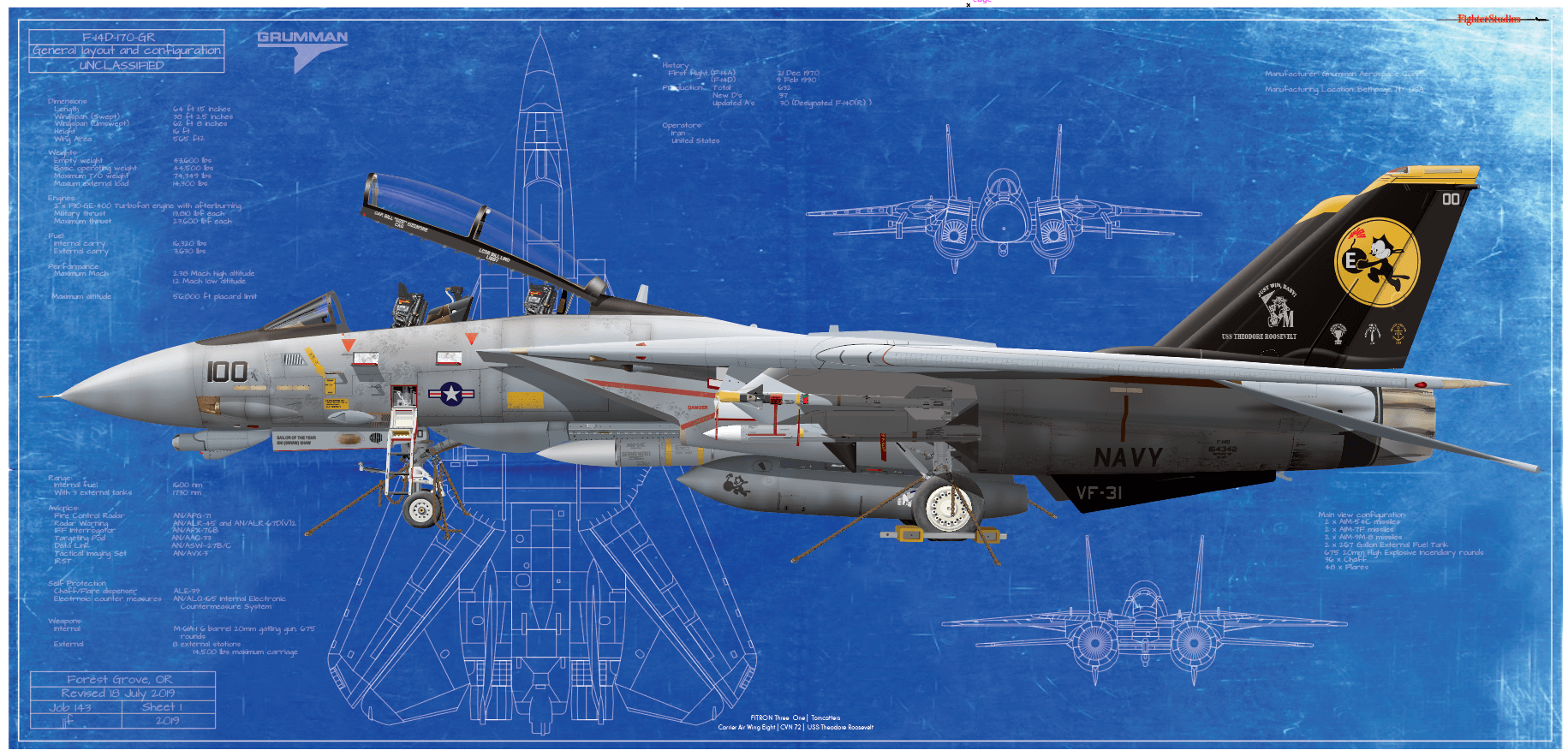 F-14D Tomcat from VF 31 Tomcatters, CVW 8, Embarked USS Theodore